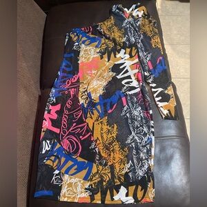 Abstract Print Long Sleeve Dress